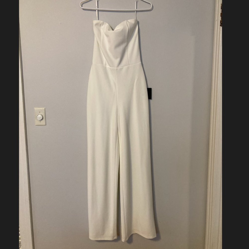 White sleeveless jumpsuit, size small